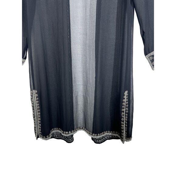 Mark & John By Gopal Black Sheer Beaded Embroidered Dress Jacket Size Medium - Picture 6 of 12